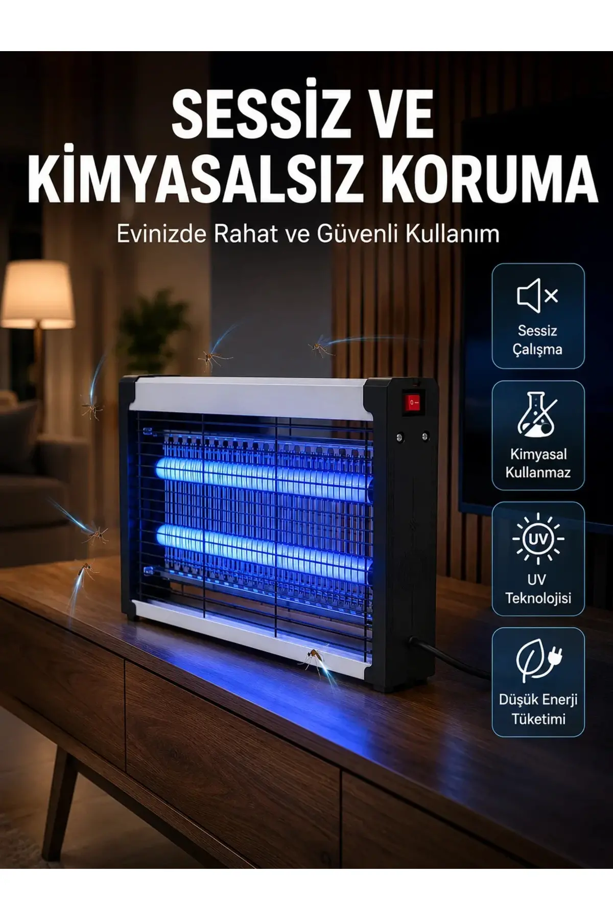 UV Işıklı Elektrikli Sinek ve Uçan Haşere Öldürücü Ev, Ofis ve İşletmeler İçin