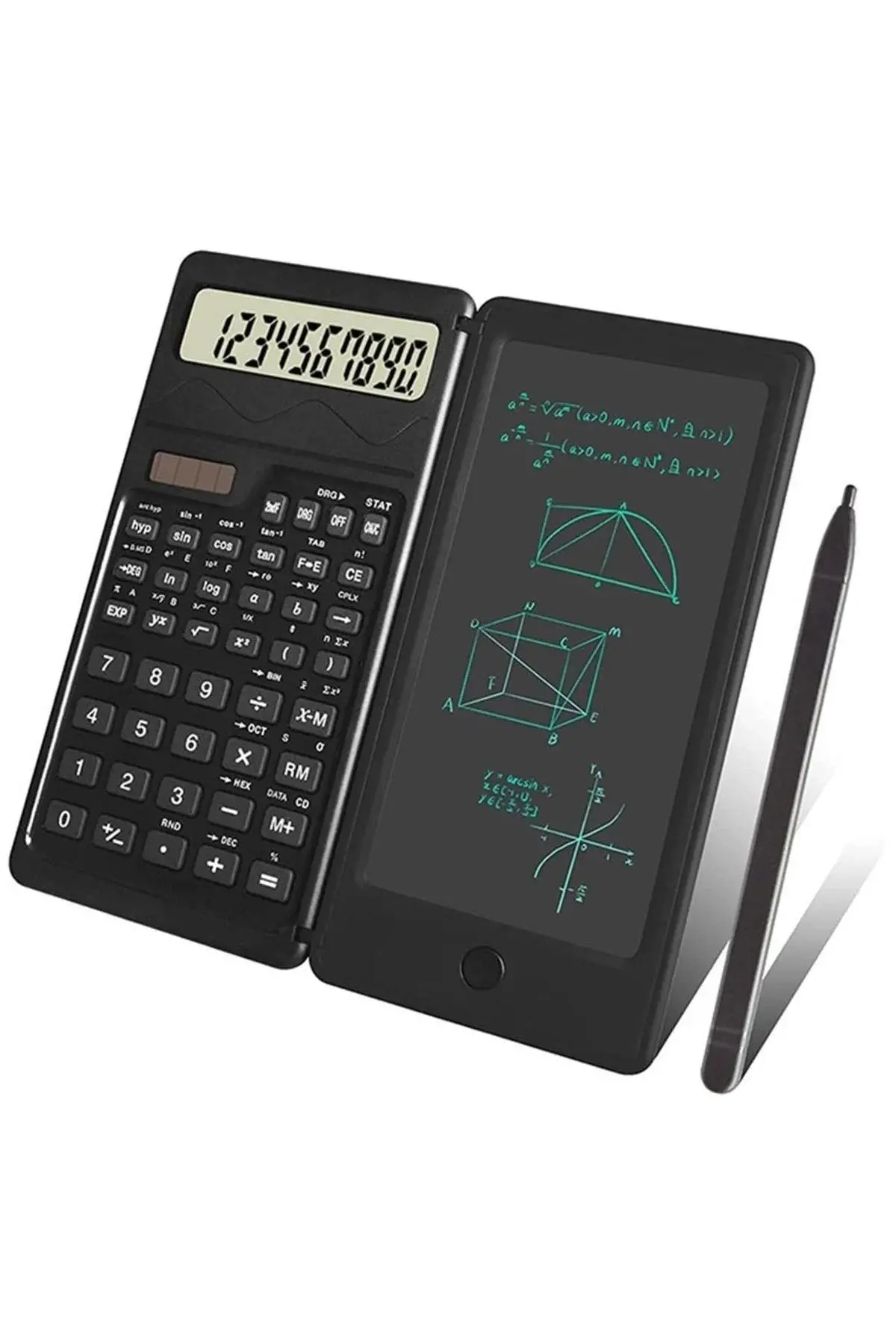 Silinebilir LCD Yazı Tabletli,Kalemli Katlanabilir Bilimsel Hesap Makinesi