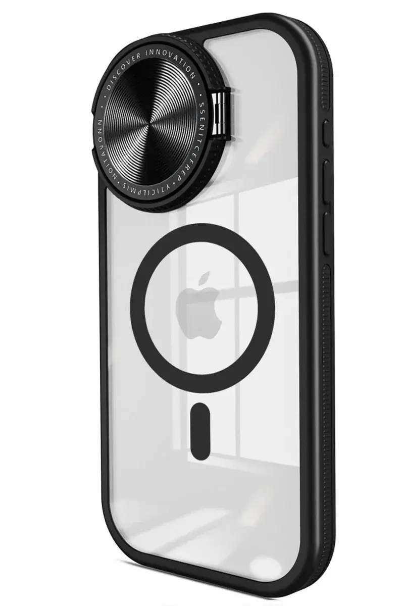 Apple iPhone 11 Kılıf Teleskop Lens Magsafe Silikon Kapak - Siyah