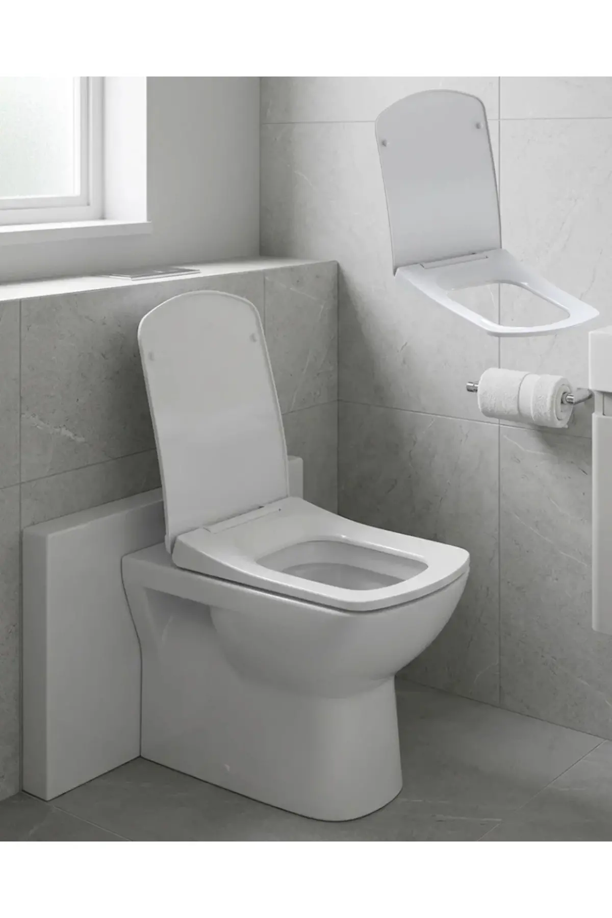 Kare Slim Klozet Kapağı Sessiz Kapanma Dayanıklı Tasarım
