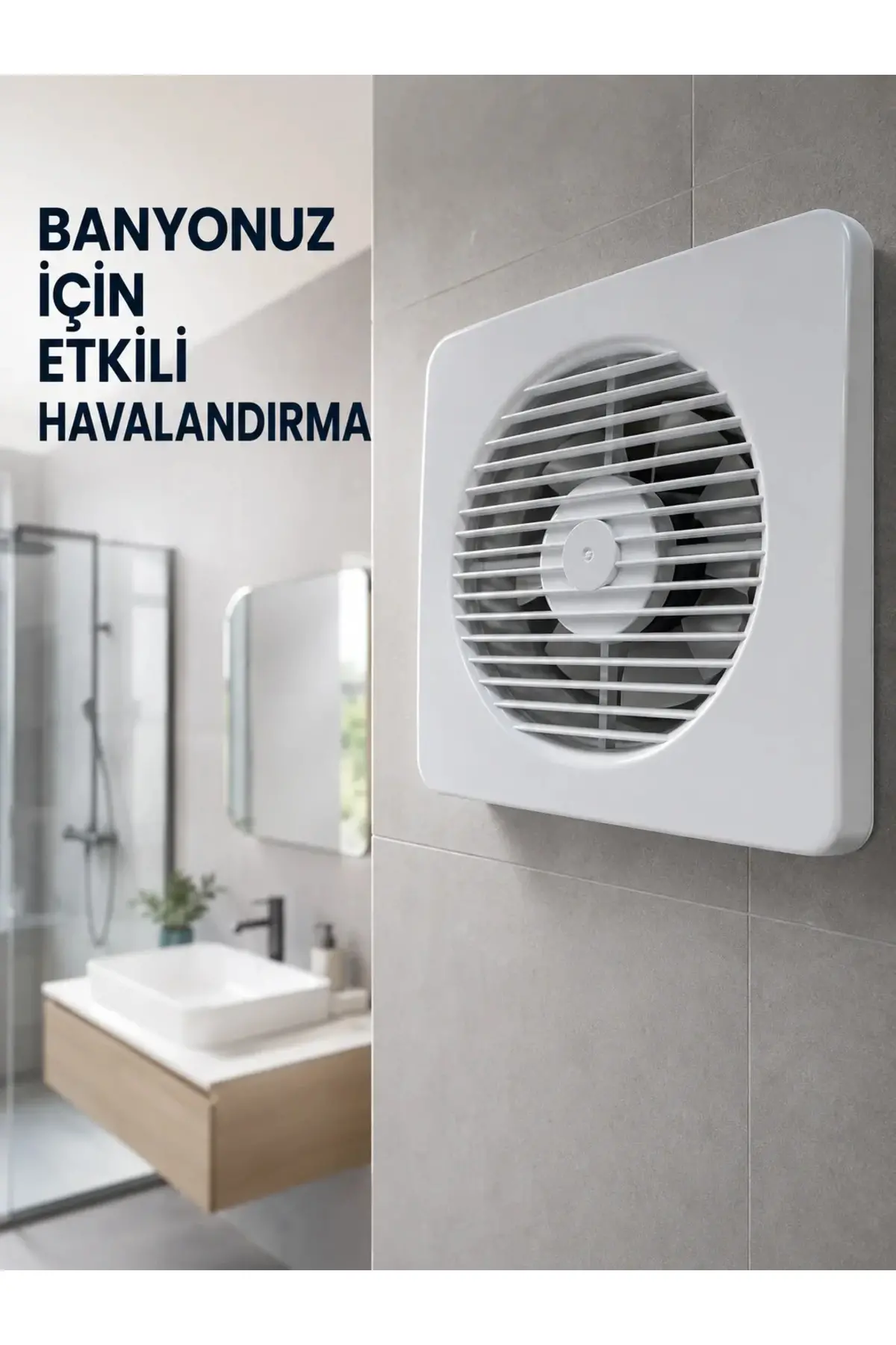 20 W Havalandırma Fanı 150 mm Bağlantı Çapı 20,8 x 20,8 cm Dekoratif Aspiratör