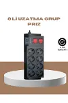 Güçlü Termal Korumalı 8 Priz + 3 USB Çoklu Uzatma Kablosu 2m-1