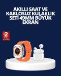 Watch 9 Max Akıllı Saat ve Kablosuz Kulaklık Seti 2 Kordonlu Sesli Görüşme Özellikli-1