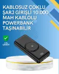 iPhone ve Android Uyumlu 10000mAh Powerbank – Hem Kablolu Hem Kablosuz-1