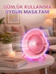 Renkli Ambiyans Işıklı Taşınabilir Masaüstü Vantilatör-1