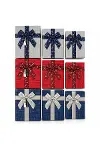 3PCS Kare Çizgili Mix Renkli Karton Hediye Kutusu Kurdelalı 19-17-15CM-2