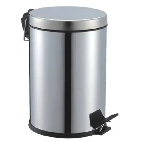 Pedallı 5LT Krom Metal Çöp Kovası