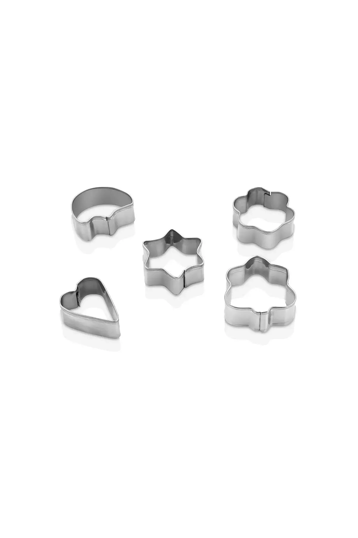 5 Pcs Metal Kurabiye Kalıp Kalp - Yıldız - Papatya - Ağaç