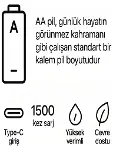 Type-c Şarjlı 2800mwh 1.5v Şarj Edilebilir 2’li Aa5 Kalın Pil - Lityum Iyon Batarya-4