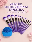 12 Parça Makyaj Fırçası ve Silikon Yüz Tezleyici Cihaz İkili Güzellik ve Kişisel Bakım Seti-1