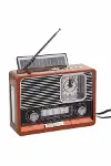 Saatli Fenerli Bluetooth Nostaljik Radyo AUX SD USB Girişli Bluetooth Hoparlör-3