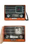 Saatli Fenerli Bluetooth Nostaljik Radyo AUX SD USB Girişli Bluetooth Hoparlör-5