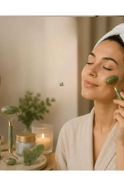 Doğal Jade Stone Yüz Masaj Seti Cilt Bakım ve Rahatlatıcı Bakım