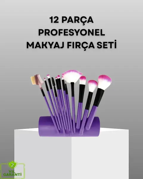 Ultra Yumuşak 12’li Makyaj Fırça Seti – Dökülme Yapmaz, Dalin Şampuan ile Tezlenebilir