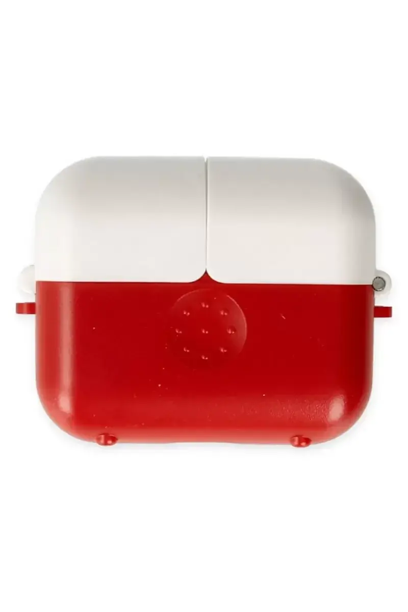 Apple Airpods 3 (3.nesil) Basmalı Kılıf - Kırmızı-Beyaz