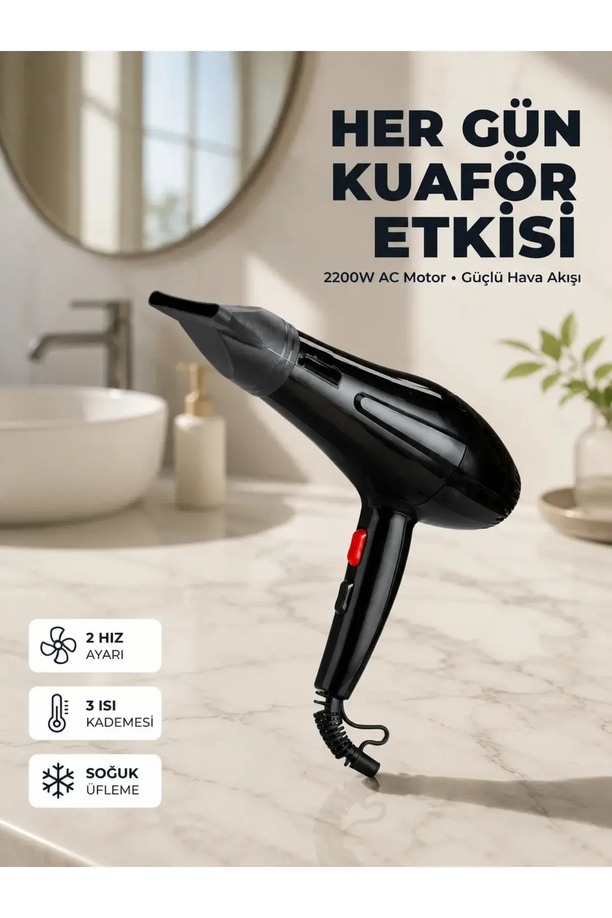 Profesyonel 2200W Saç Kurutma Makinesi Yüksek
