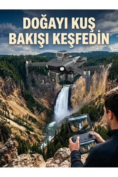 GPS Konumlandırmalı Çift Kameralı Drone Canlı Görüntü Aktarımlı