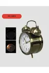 Retro Tarz Bronz Dekoratif Masa Saati Metal Gövde Yüksek Sesli Alarm-4