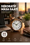 Retro Tarz Bronz Dekoratif Masa Saati Metal Gövde Yüksek Sesli Alarm-1