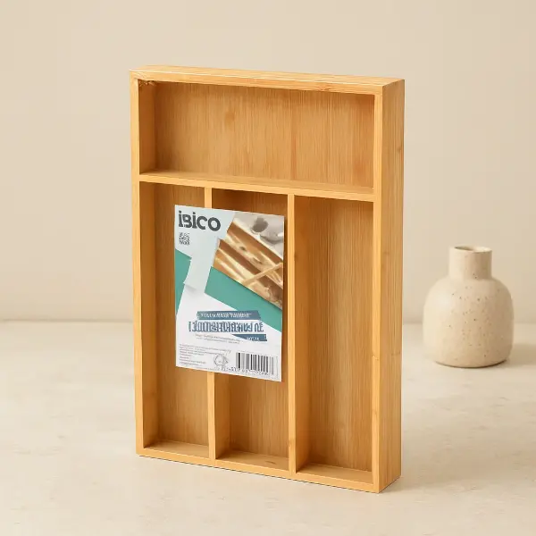 Bambu Çekmece Kaşıklık 22.4x33 cm - 4 Bölmeli Çok Amaçlı Organizer
