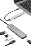 Macbook Pro/air Uyumlu USB Type-C 8 In 1 Hub Dönüştürücü Çevirici Çoklayıcı USB Hdmı Micro Sd 8 Giri-1