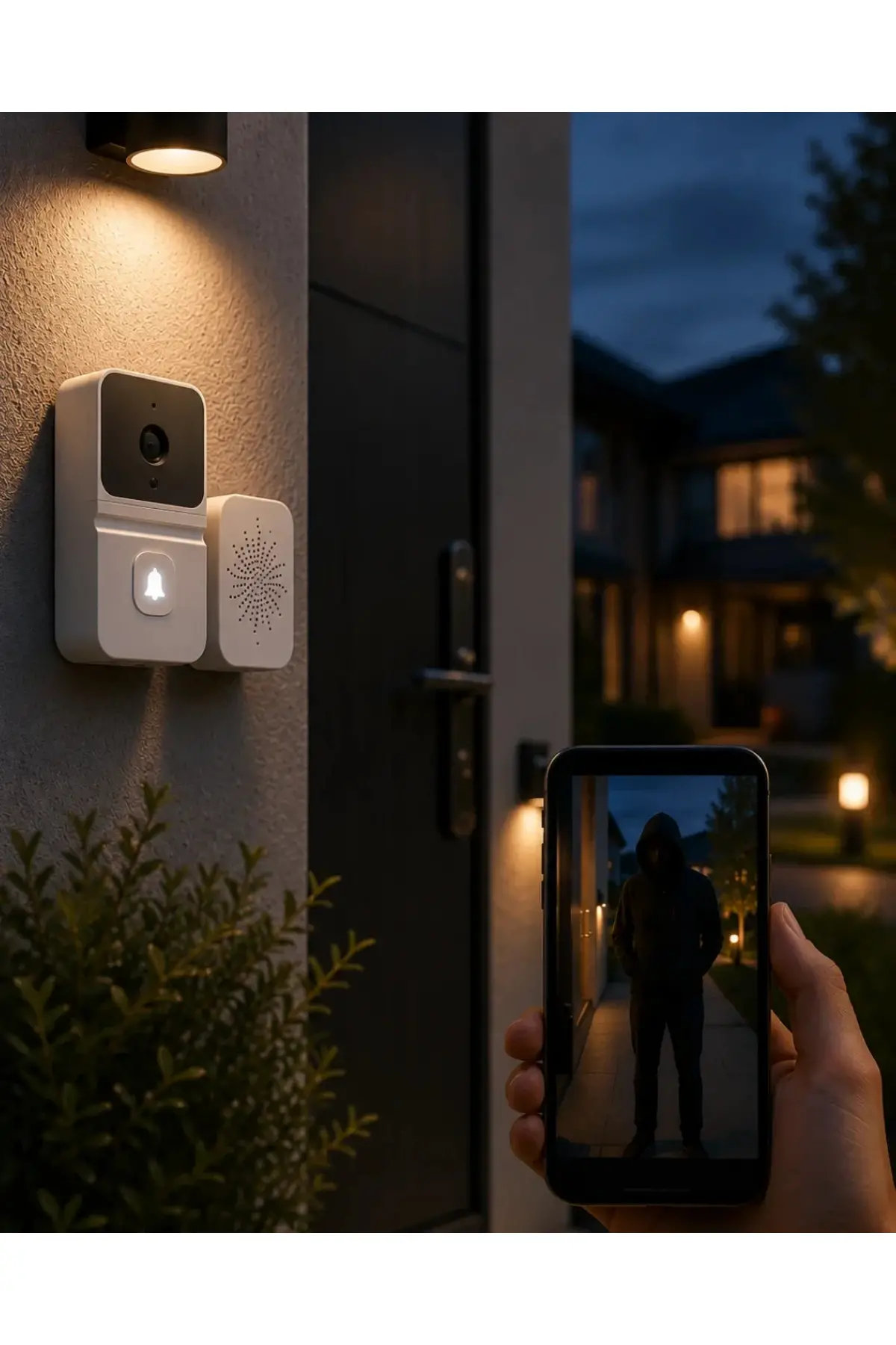 WiFi Akıllı Kapı Zili Gece Görüşlü Kameralı Kablosuz Güvenlik Siste