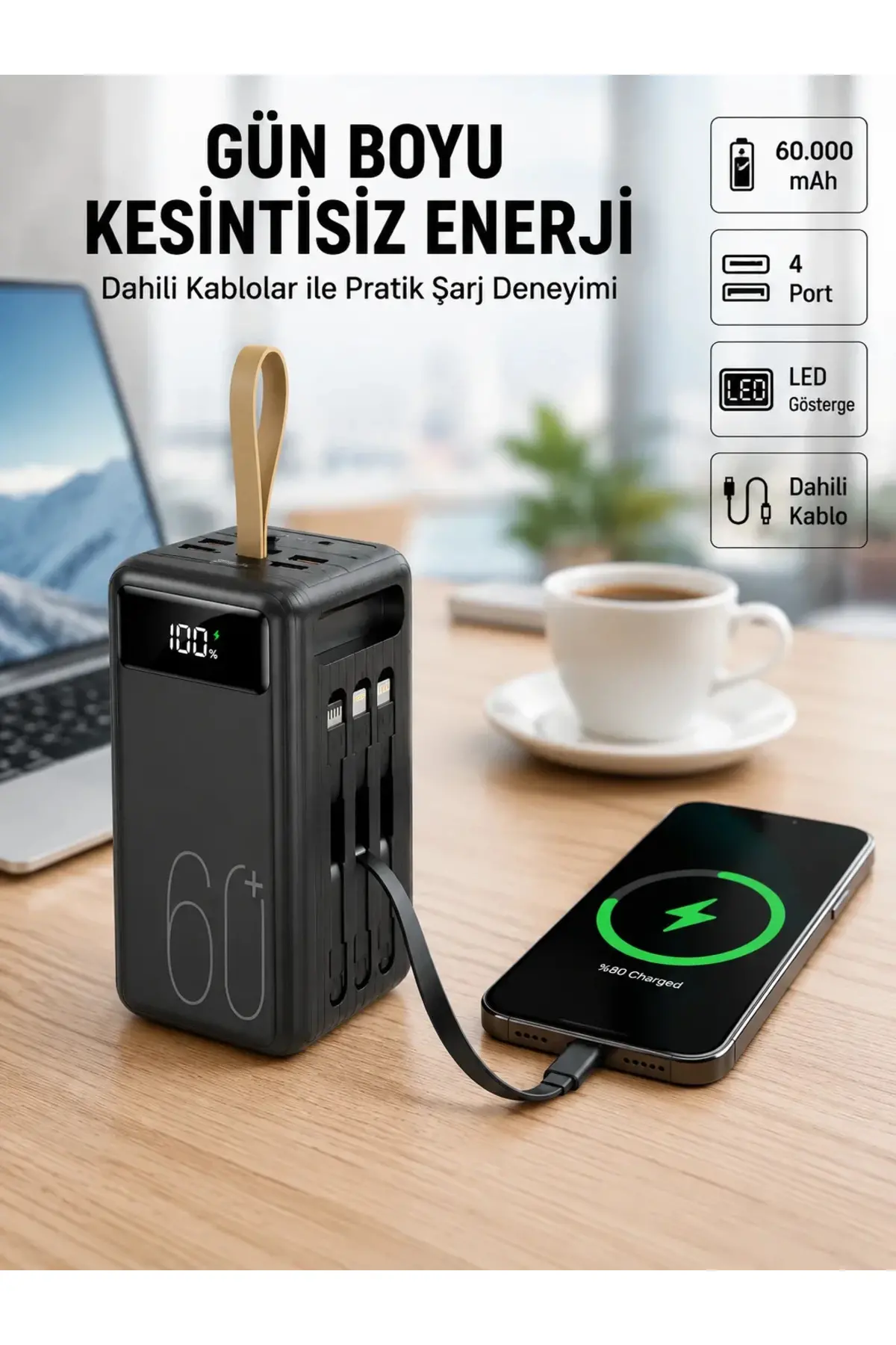 Seyahat ve Kamp İçin Portatif Güç Kaynağı Powerbank Yeni Nesil