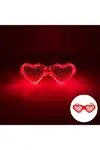 Kırmızı LED Işıklı Kalp Gözlük – 3 Modlu Parti - Glow Gözlüğü-2