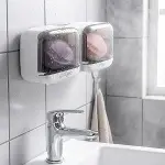 Duvara Monte İkili Kapaklı Plastik Katı Sabunluk Organizer – Banyo & Mutfak İçin Yapışkanlı Sabun Ku-4