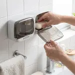 Duvara Monte İkili Kapaklı Plastik Katı Sabunluk Organizer – Banyo & Mutfak İçin Yapışkanlı Sabun Ku-1