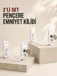 2’li Set Pencere Güvenlik Kilidi Anahtarlı Kablolu Çocuk Emniyet Kilidi Beyaz-1