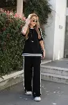 Kadın Kısa Kollu Bisiklet Yaka çift Renk şerit Detaylı Viskon Iki Iplik Bluz Ve Pantolon Ikili Takım-7