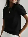Kadın Kısa Kollu Bisiklet Yaka Triko Bluz-4