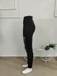 Kadın Yuksek Bel önden Yırtık Desenli şardonlu Dalgıç Tayt-6