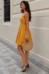 Kadın Ip Askılı Gipeli Desenli Kısa Süprem Elbise-2