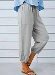 Kadın Beli Lastikli Bağcıklı Düğme Detaylı Pantolon-1