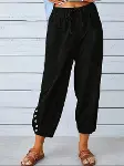 Kadın Beli Lastikli Bağcıklı Düğme Detaylı Pantolon-2