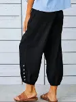 Kadın Beli Lastikli Bağcıklı Düğme Detaylı Pantolon-3