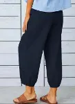 Kadın Beli Lastikli Bağcıklı Düğme Detaylı Pantolon-3