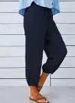 Kadın Beli Lastikli Bağcıklı Düğme Detaylı Pantolon-1