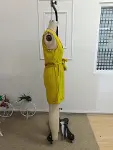 Kadın Askılı V Yakalı önden Düğmeli Belden Bağcıklı Kısa Aerobin Tulum-5