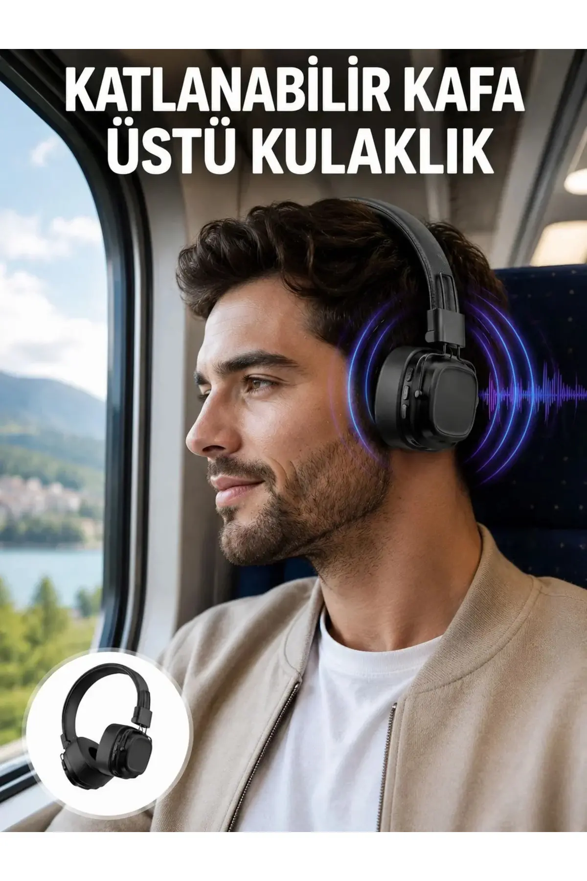Ergonok Konforlu Kablosuz Kulak Üstü Bluetooth Kulaklık Yeni Nesil