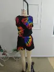 Kadın Askılı önden Fermuarlı Beli Lastikli Ve Bağcıklı Desenli Kısa Tulum-7