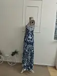 Kadın Askılı Yuvarlak Yakalı Desenli Uzun Süprem Elbise-6