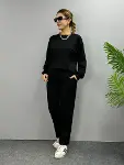 Kadın Uzun Kollu Bisiklet Yaka Viskon Iki Iplik Bluz Ve Pantolon Ikili Takım-1