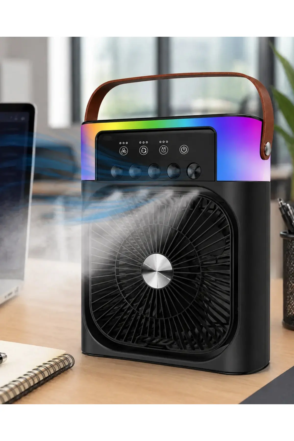 Mini Klima Fan Buharlı Soğutucu RGB Led Işıklı Taşınabilir Masaüstü Fan