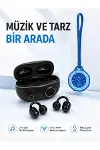 Şarj Kutulu Kablosuz Kulaklık ve Askılı Mavi Charm Saat Avantajlı İkili Set-1