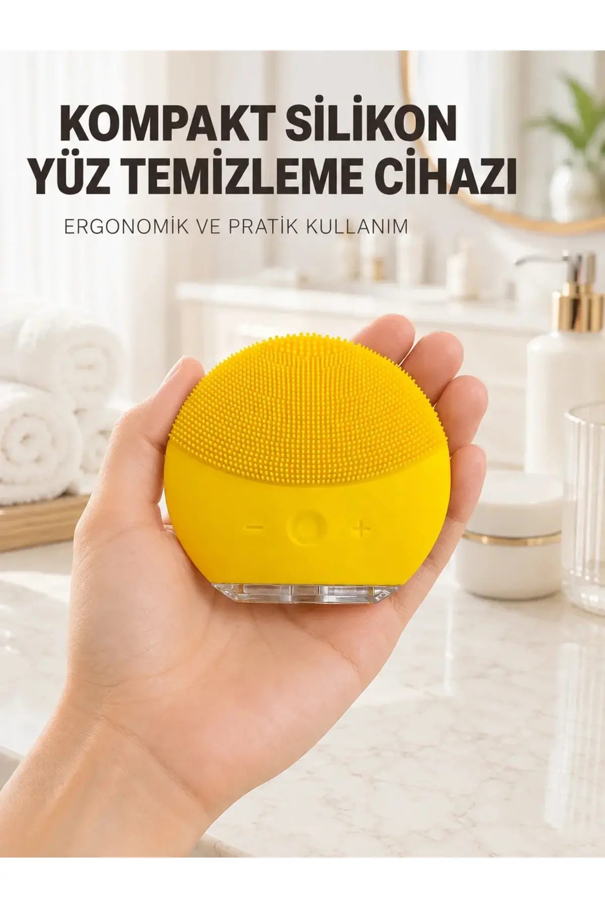 Silikon Yüz Tezleme Fırçası Titreşim Ayarlı USB Şarjlı Cilt Bakım Cihazı