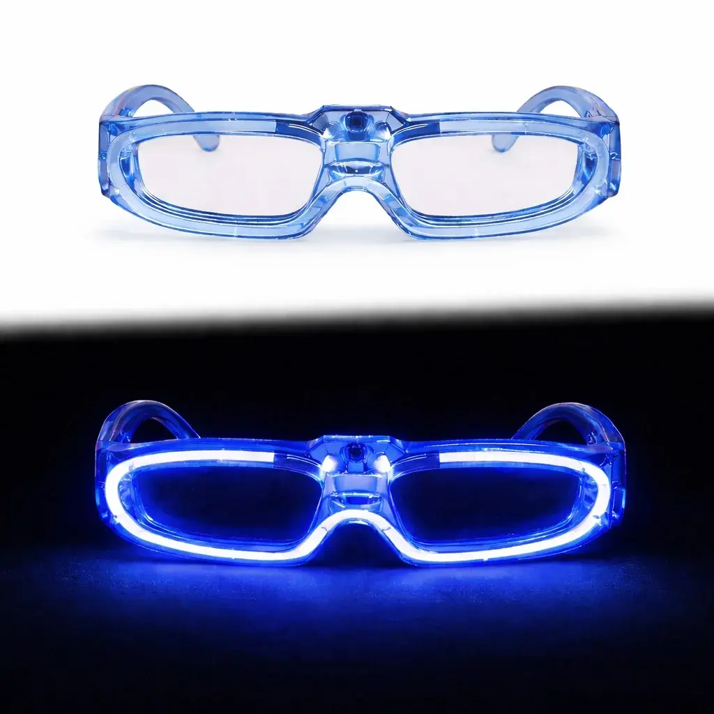 Mavi LED Işıklı Parti Gözlüğü 3 Modlu – Glow - Gece Eğlence Gözlüğü
