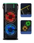 USB Şarjlı Çift Başlıklı Buharlı Masaüstü Fan Sessiz Serinletici Işıklı Fan-4